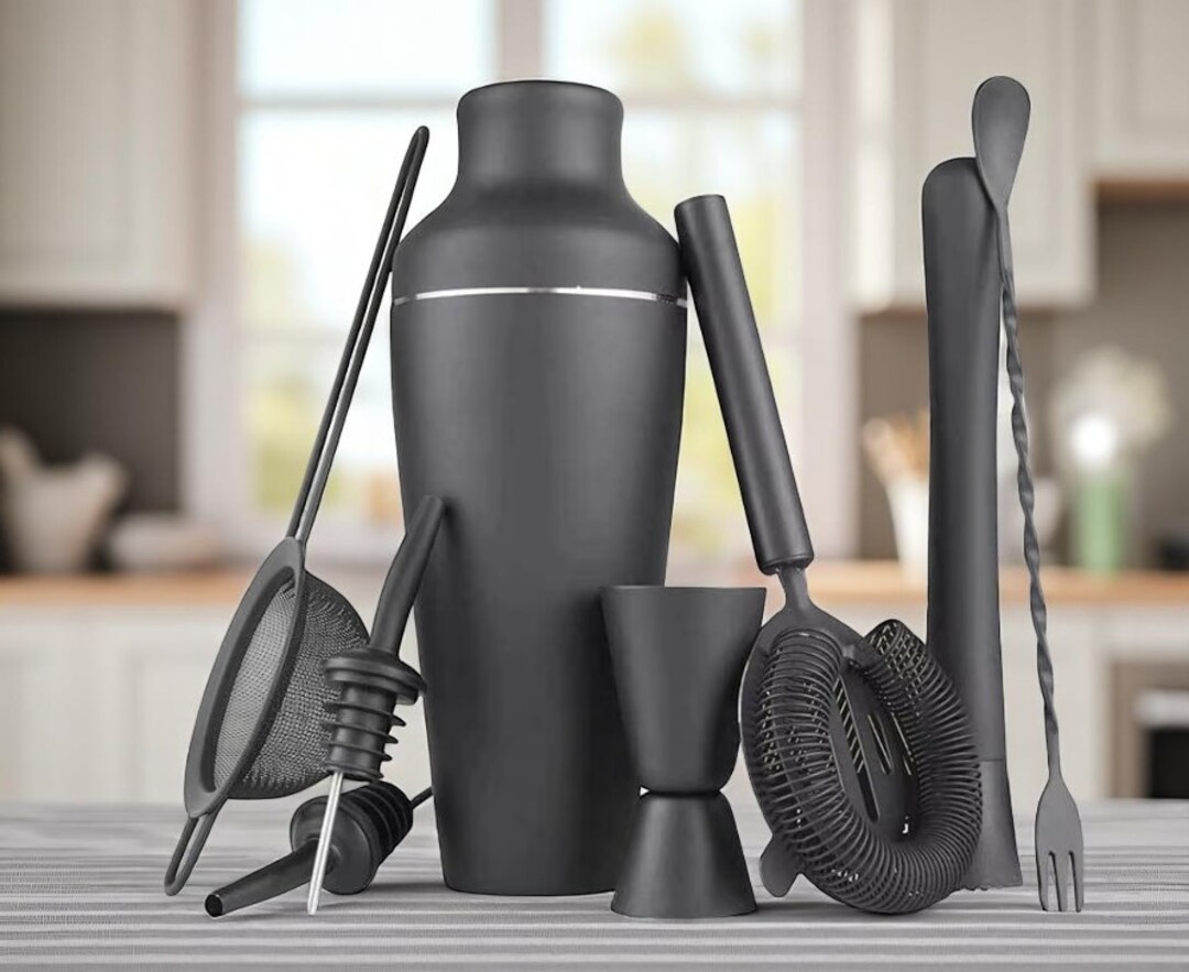 Funny Cocktail Shaker Set Matte Black Bartender Kit Adult Humor Barware Gift